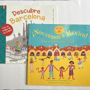 Set of 2 Childrens Books in Spanish Nos Vamos a Mexico and Descubre Barcelona